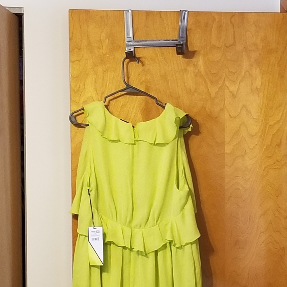 Prabal Gurung Lime Green Ruffle Midi Dress